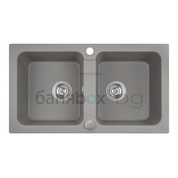 LAVEO MADAGASKAR 78 полимерна гранитна мивка за кухня с две корита, сива 
