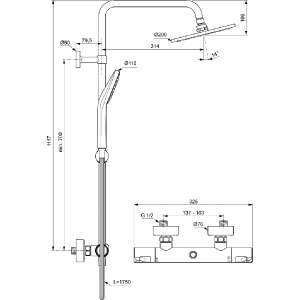 IDEAL STANDARD CERATHERM T50 душ-система с термостатен смесител 