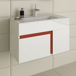 FLEXMEBEL KARA 80 комплект шкаф за баня с мивка и огледало 