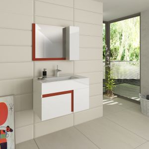 FLEXMEBEL KARA 80 комплект шкаф за баня с мивка и огледало 