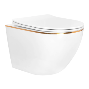 REA CARLO MINI 48 RIMLESS конзолна тоалетна чиния, златен ръб