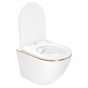 REA CARLO MINI RIMLESS конзолна тоалетна чиния, златен ръб 