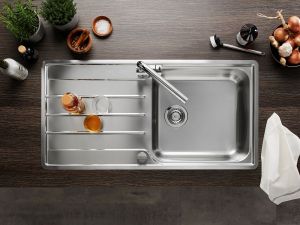 BLANCO LEMIS XL 6S стоманена кухненска мивка с отцедник и автоматичен сифон 